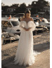 Off Shoulder Ivory Lace Tulle Corset Back Stunning Wedding Dress